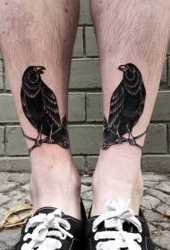 cavigliera di corvi neri con motivo a tatuaggio a croce