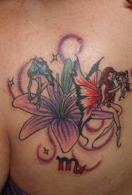 spalla Tatuaggio di giglio e foto di elfi colorati