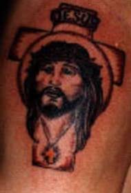 Kereszt és Jézus portré tetoválás minta