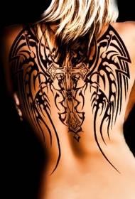 söta svarta stamvingar tillbaka tatuering mönster