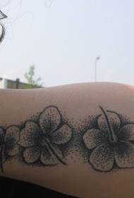 arm hibiscus flower sting black tattoo pattern