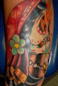 Kvinnlig arm färgad godis tatuering bild