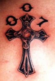 modello del tatuaggio di numero e croce