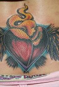 svart flamma hjärta och vingar tatuering mönster