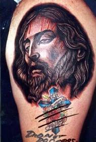 Jesus and School Style Cross Tattoo Pattern