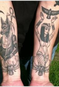 手臂時尚黑色各種埃及神紋身設計