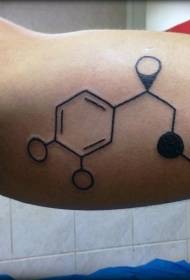 simbol tato pola kimia hitam di bagian dalam lengan
