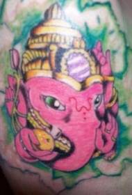 Pink Ganesha Hindu Elephant God Tattoo Pattern