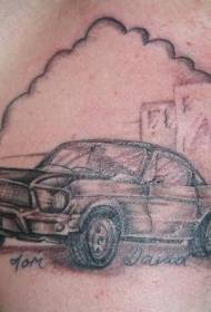 mellkas autó fekete tetoválás minta