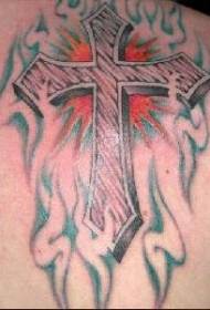 Chithunzi cha Tribal Cross Flame tattoo