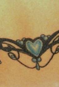 Modello di tatuaggio a forma di vite a forma di cuore blu