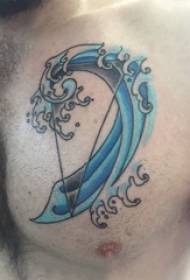 petto di ragazzi dipinto linee geometriche sfumate e immagini di tatuaggi spray