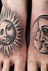 Старая школа поднять черный серый солнце и луна татуировки
