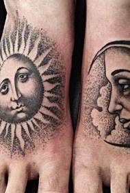 collo del tatuaggio old school nero grigio sole e luna modello del tatuaggio