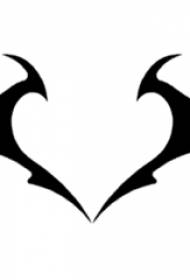 Manoscritto tatuaggio linea nera cuore creativo ala totem