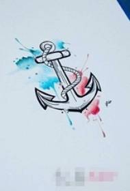 painted ink tips Minimalistic line anchor tattoo manuscript