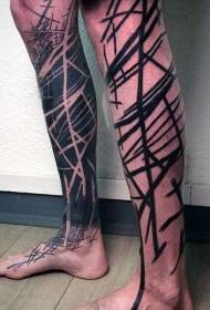 motivo tatuaggio nero varie linee di vitello