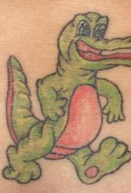 肩部卡通的绿色鳄鱼纹身图案