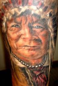 been Indiase kleur portret van oude man tattoo foto