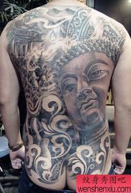 handsome male full back Buddha tattoo pattern