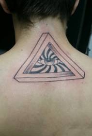 ragazzi indietro nero grigio schizzo punto spina punte elementi geometrici creativi Immagini occhio tatuaggio Dio