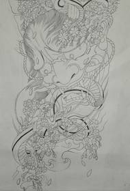 fantastico manoscritto di tatuaggio prajna a schiena piena