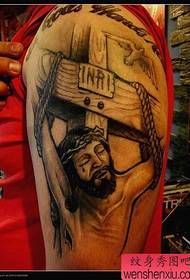 Patrón de tatuaje: fresco super clásico, básico, cruzado, brazo grande, crucifixión, cruz, tenda patrón