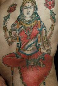 الأضلاع الجانبية الرقص تصاميم الوشم الآلهة الهندوسية