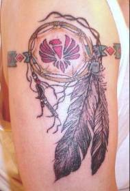 shoulder color Indian amulet has a feather tattoo picture