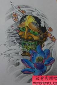 Prajna Tattoo Patroon: Kleur Prajna Lotus Cherry Blossom Tattoo Patroon