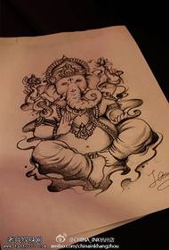 sort grå skitse traditionel religiøs elefant gud tatovering manuskript mønster