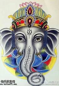 उत्कृष्ट थाई हत्ती देवता टॅटू नमुना