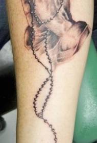 arm brown prayer hands and cross Tattoo pattern