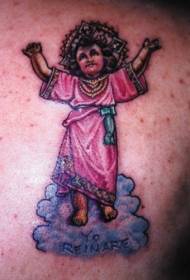 Coloured Jesus Baby Tattoo Patroon