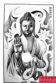 Budho-tatuaje-ŝablono: plena malantaŭa bildo de Budho-tatuaje
