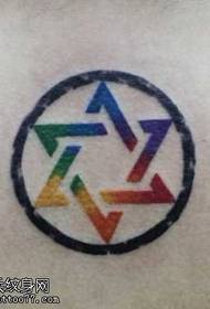 Farbe sechszackigen Stern Tattoo-Muster