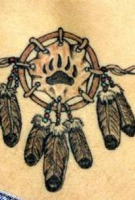 waist color Indian wind feather tattoo pattern