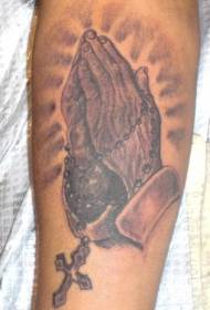 βραχίονα καφέ χέρι προσευχή και αυξήθηκε εικόνα τατουάζ