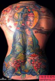 de achterkant van het klassieke knappe rug volledige Guanyin tattoo-patroon