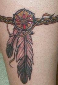 Anell de braços de ploma patró de tatuatge personalitzat pintat 159056 - Patró de tatuatge amulet aborigen nord-americà de ploma