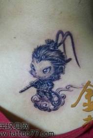 'n lieflike Qitian Dasheng Sun Wukong-tatoeëringpatroon