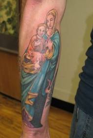 Madonna uban si Jesus Baby color Tattoo Pattern