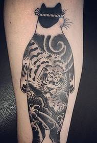 usa ka hugpong sa Japanese cat ug mouse personality totem tattoo