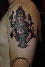 male arm beautiful classic black and white elephant god tattoo pattern
