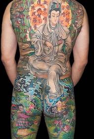 Kineski stil - muški leđa puni Guanyin uzorak tetovaža