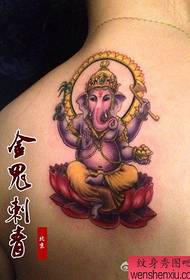 Cov menyuam ntxhais rov qab nrov npe pop Ntxhw vajtswv tattoo qauv