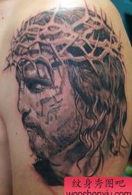 'n groot arm Jesus-portret-tatoeëringpatroon