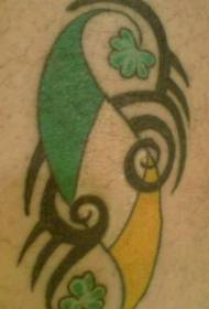 leg color Irish tribal flag tattoo pattern
