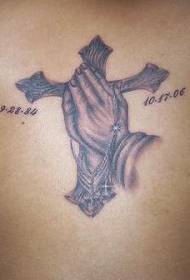 Praying Hands and Cross Tattoo Commemorative Pattern