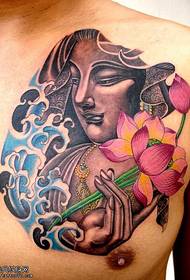 Modello del tatuaggio di combinazione del modello dell'acqua del loto di Buddha